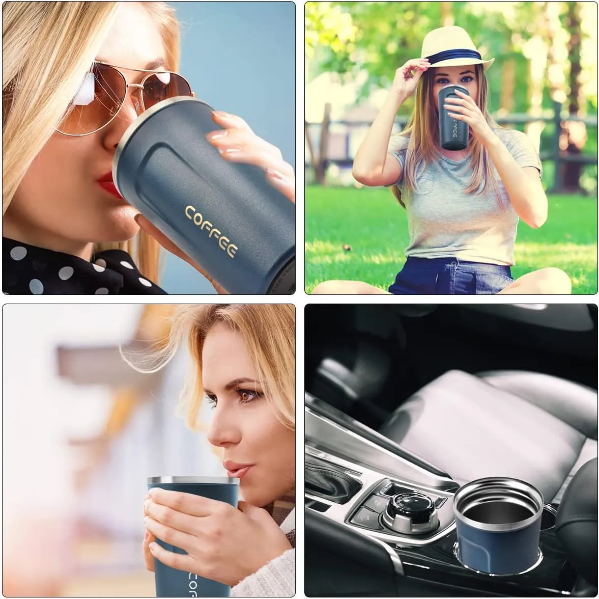 Coffee Mug 17oz - Insulated Coffee Travel Mug Spill Proof with Leakproof Lid Vacuum Stainless Steel Thermos Coffee Tumblers to GO, Reusable Coffee Cup for Men and Women for Hot & Cold Drinks (Blue)