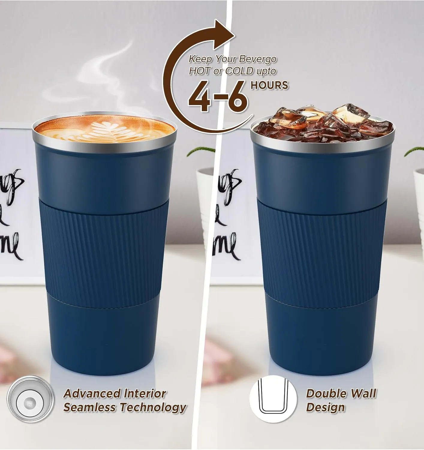 Coffee Mug 17oz - Insulated Coffee Travel Mug Spill Proof with Leakproof Lid Vacuum Stainless Steel Thermos Coffee Tumblers to GO, Reusable Coffee Cup for Men and Women for Hot & Cold Drinks