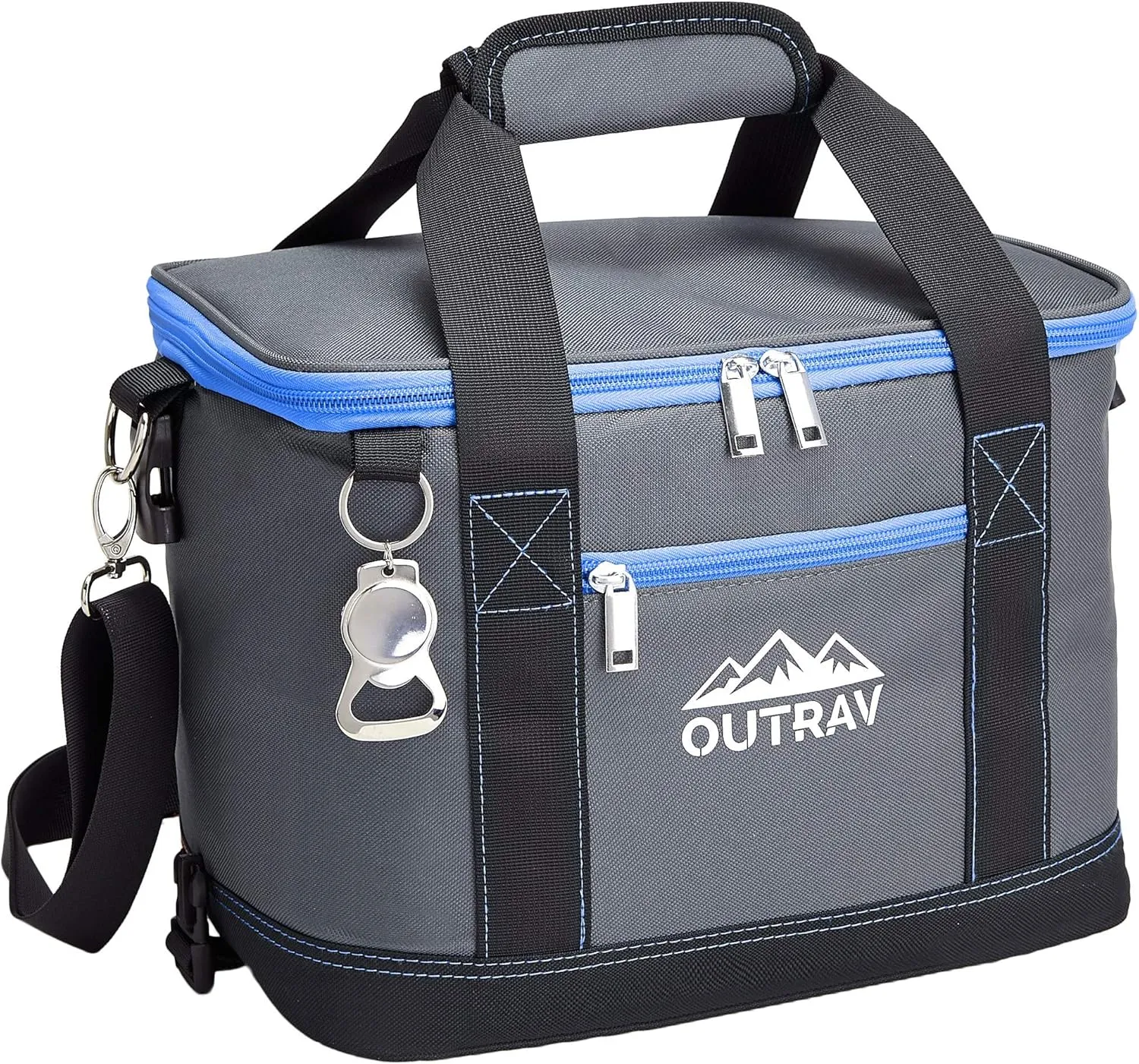 Collapsible Insulated Cooler Bag – 6L Thermal Lunch Bag with Bottle Opener, 16 Can Capacity – Perfect For Camping, Picnics and Travel - Handles and Removable Shoulder Strap - By Outrav