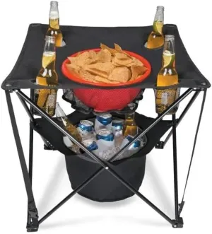 Collapsible Tailgating Cooler with Snack and Drink Holders, Black