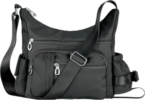 Collections Etc Adjustable Strap Multi Zippered Pocket Handbag