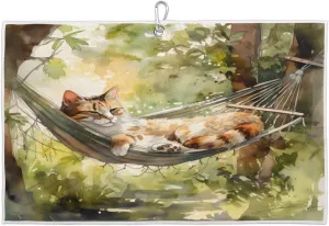 Colorful Cat Hammock Golf Towel Microfiber Golf Sport Towels for Women Men Golf Bag Accessory with Carabiner Clip Ultra Absorbent Golfing Gear 15" x 24" Golf Towels Hold Golf Carts or Clubs