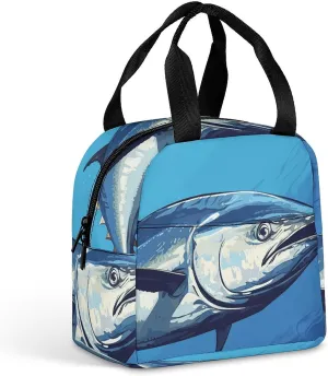 Colorful Tuna Insulated Lunch Bag Cute Lunch Box Reusable Cooler Tote For Women Men Work Office Travel Picnic