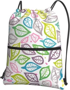 Coloured foliage lines Print Drawstring Backpack â€“ Adjustable Lightweight Gym Bag for Sports, Yoga, Travel, and Hiking