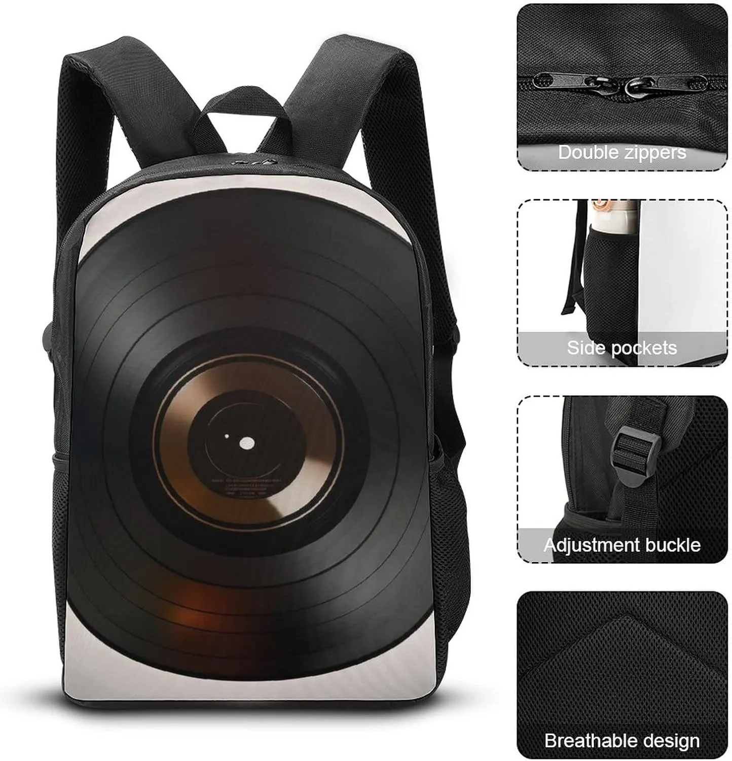 Compact Disc Backpack with Adjustable Straps, Suitable for Travel Picnics Activities