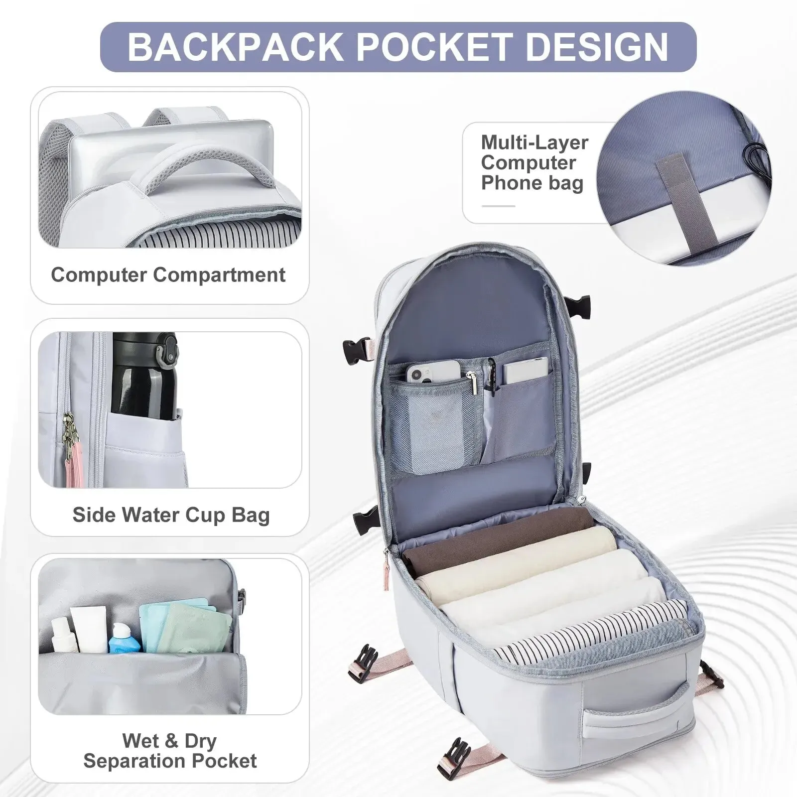 Compact Laptop Backpack for Women Airline Approved Hand Luggage