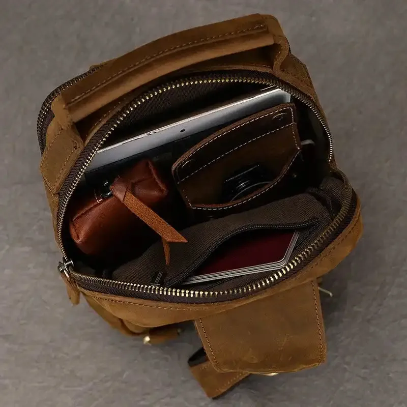 Compact Men's Leather Crossbody Bag