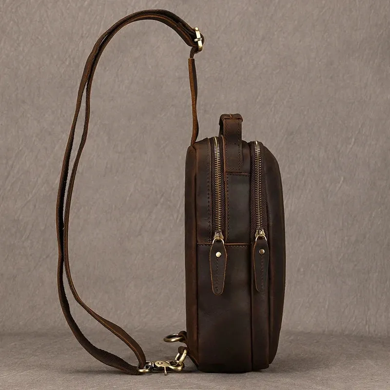 Compact Men's Leather Crossbody Bag