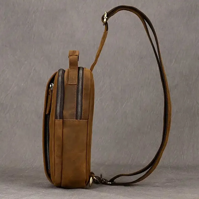 Compact Men's Leather Crossbody Bag