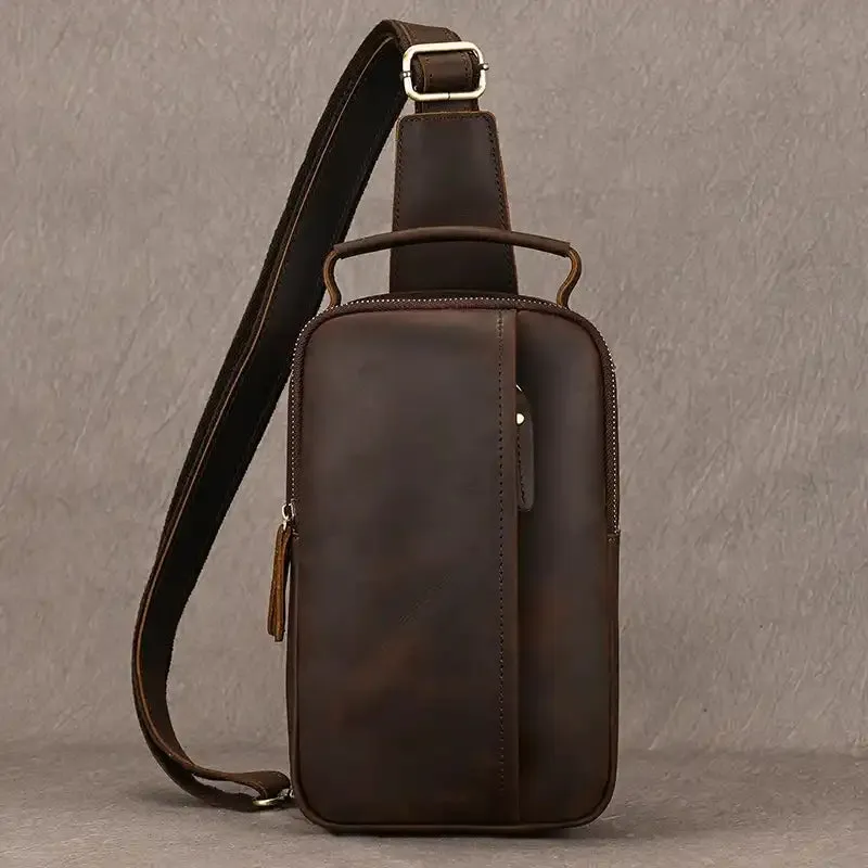 Compact Men's Leather Crossbody Bag
