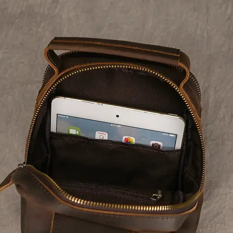 Compact Men's Leather Crossbody Bag