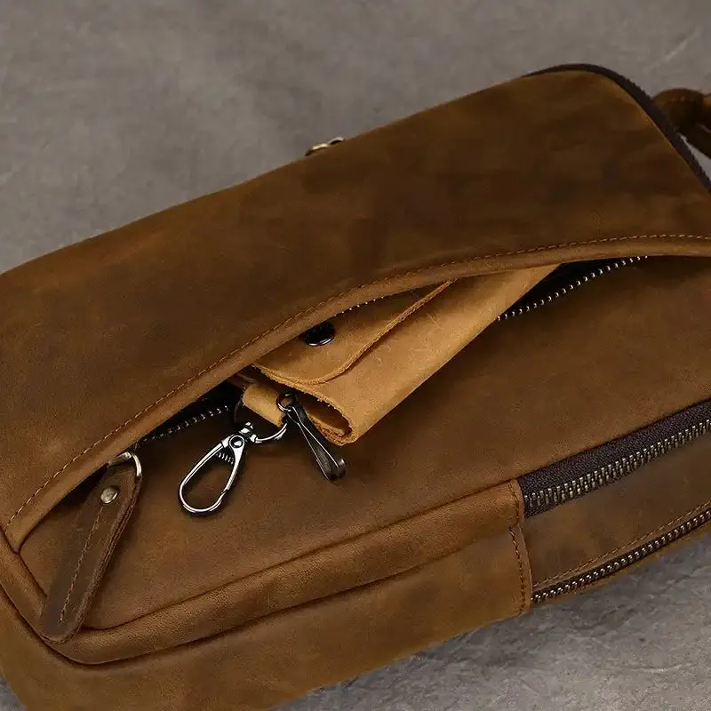 Compact Men's Leather Crossbody Bag
