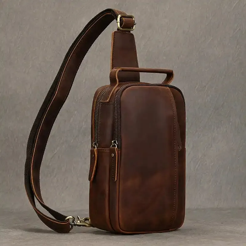 Compact Men's Leather Crossbody Bag