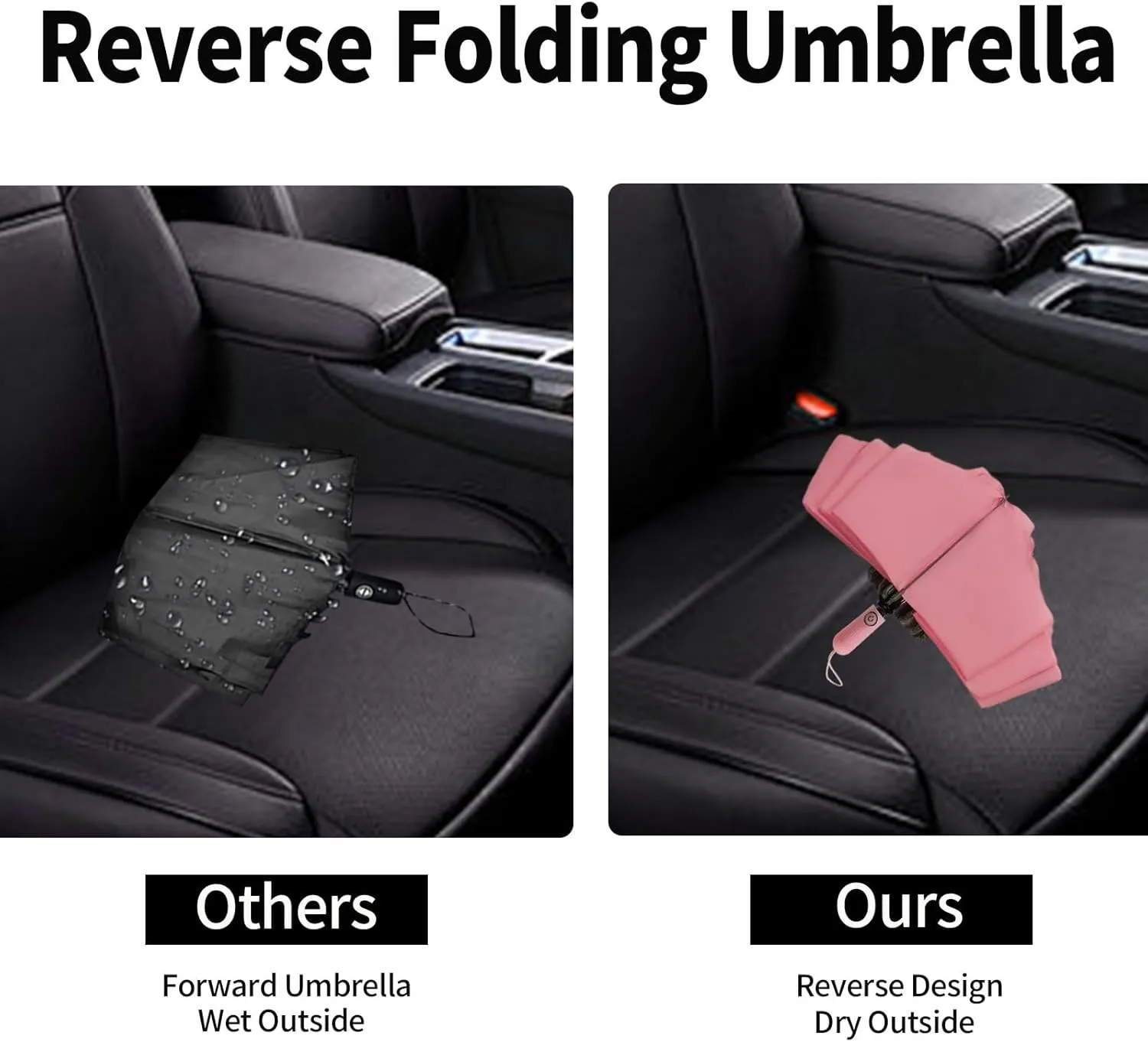 Compact Travel Umbrella Inverted Reverse Umbrellas for Rain & Sun – Small, Portable Windproof, UV Protection Umbrella for Travel, Backpack, Women and Men