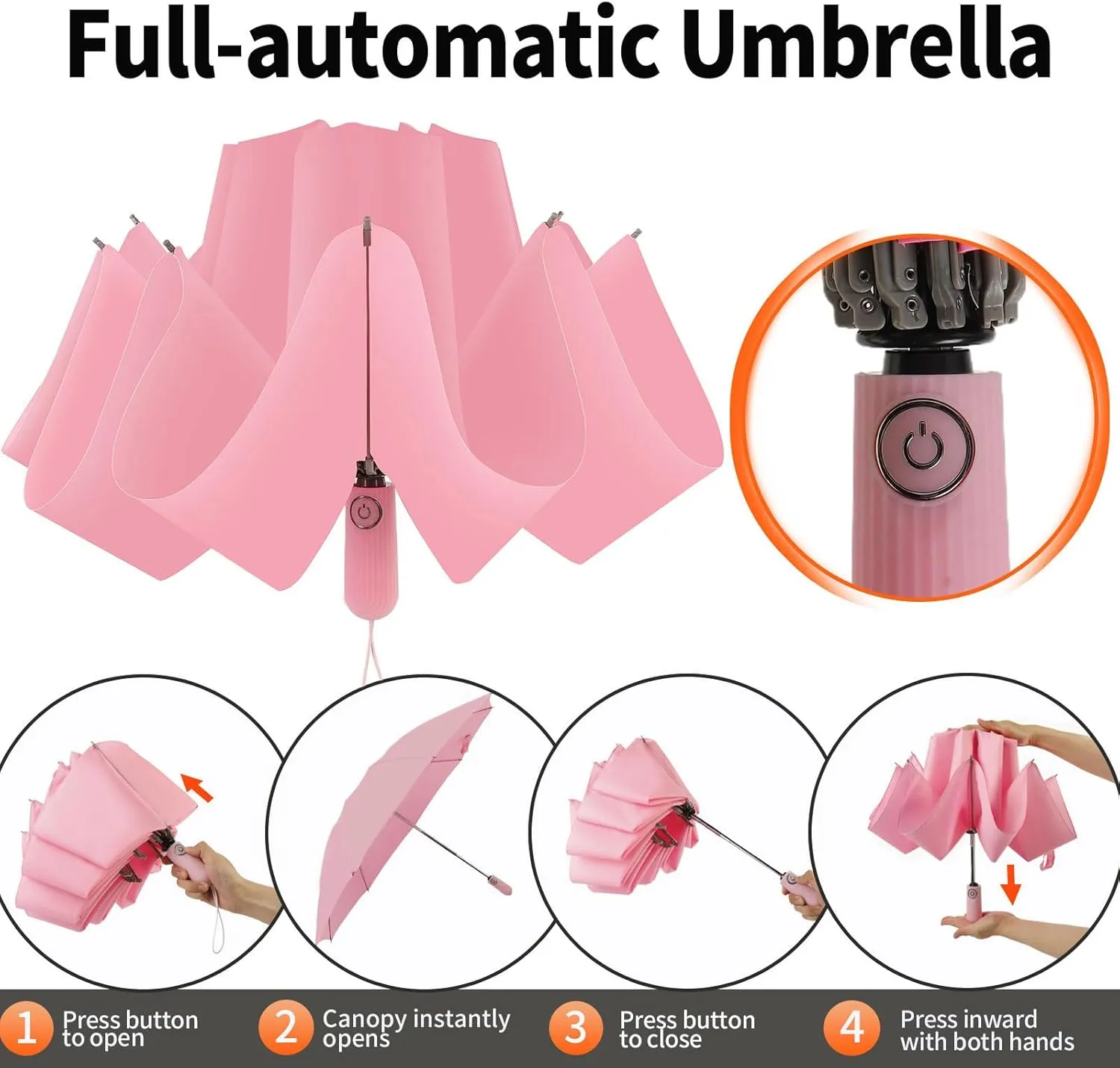 Compact Travel Umbrella Inverted Reverse Umbrellas for Rain & Sun – Small, Portable Windproof, UV Protection Umbrella for Travel, Backpack, Women and Men