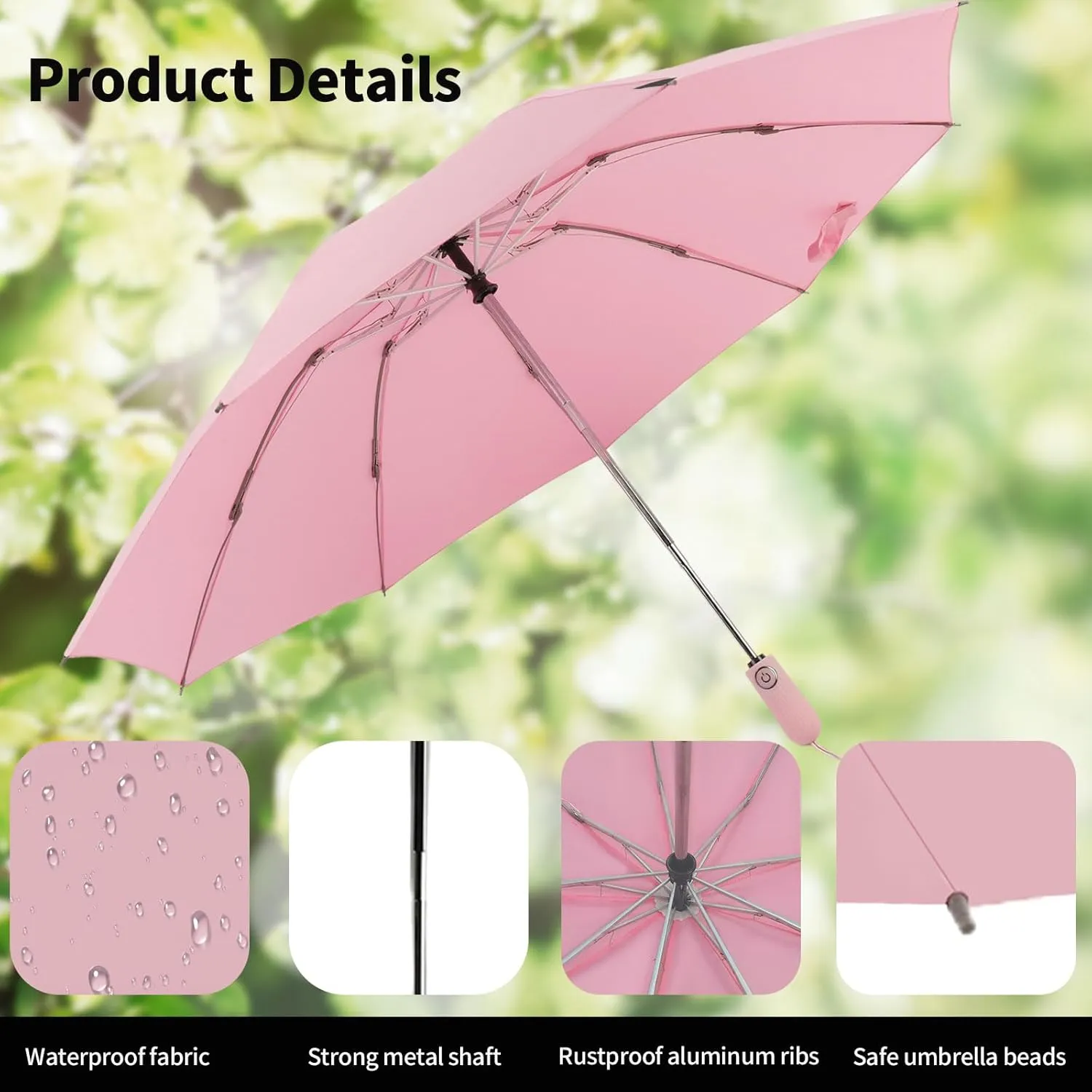 Compact Travel Umbrella Inverted Reverse Umbrellas for Rain & Sun – Small, Portable Windproof, UV Protection Umbrella for Travel, Backpack, Women and Men