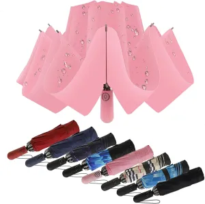 Compact Travel Umbrella Inverted Reverse Umbrellas for Rain & Sun – Small, Portable Windproof, UV Protection Umbrella for Travel, Backpack, Women and Men