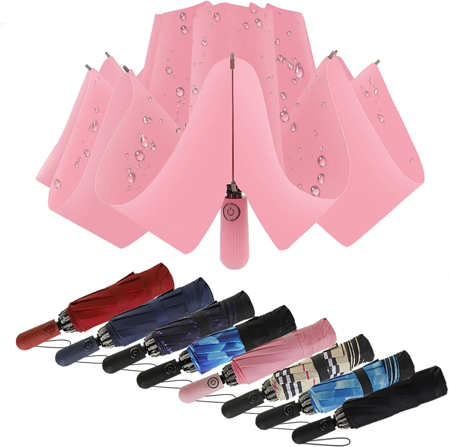 Compact Travel Umbrella Inverted Reverse Umbrellas for Rain & Sun – Small, Portable Windproof, UV Protection Umbrella for Travel, Backpack, Women and Men
