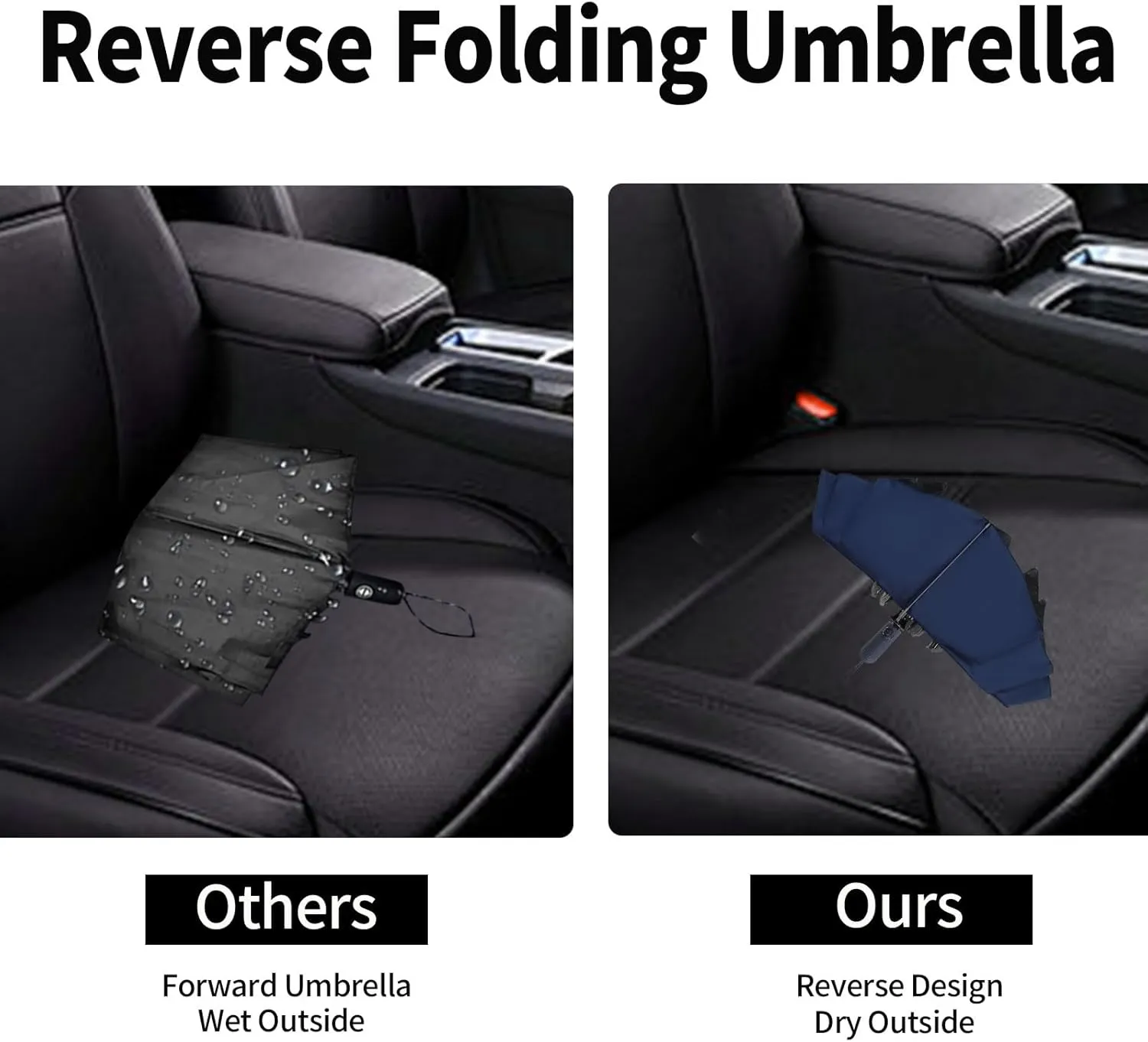 Compact Travel Umbrella Inverted Reverse Umbrellas for Rain & Sun – Small, Portable Windproof, UV Protection Umbrella for Travel, Backpack, Women and Men