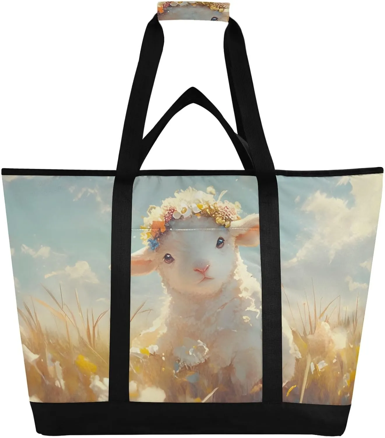 Confuse Lamb Large Insulated Cooler Bag with PEVA Lining Insulation - Premium, Collapsible Cooler Makes a Perfect Insulated Grocery Bag, Food Delivery Bag, Travel Bag, Beach or Camping Bags