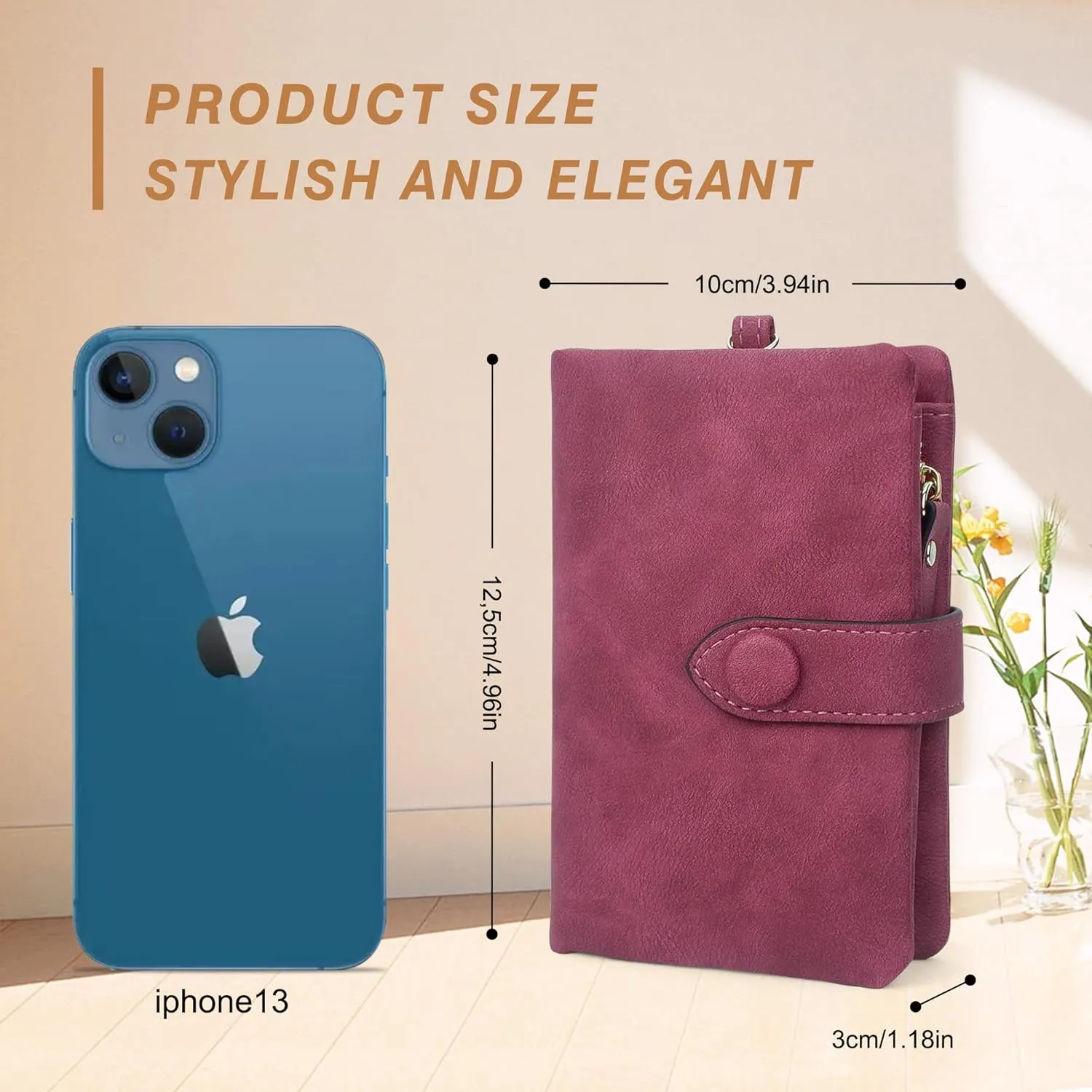 CONISY Small Wristlet Wallets for Women, Leather Bifold RFID Wallet with ID Window Zipper Coin Purse