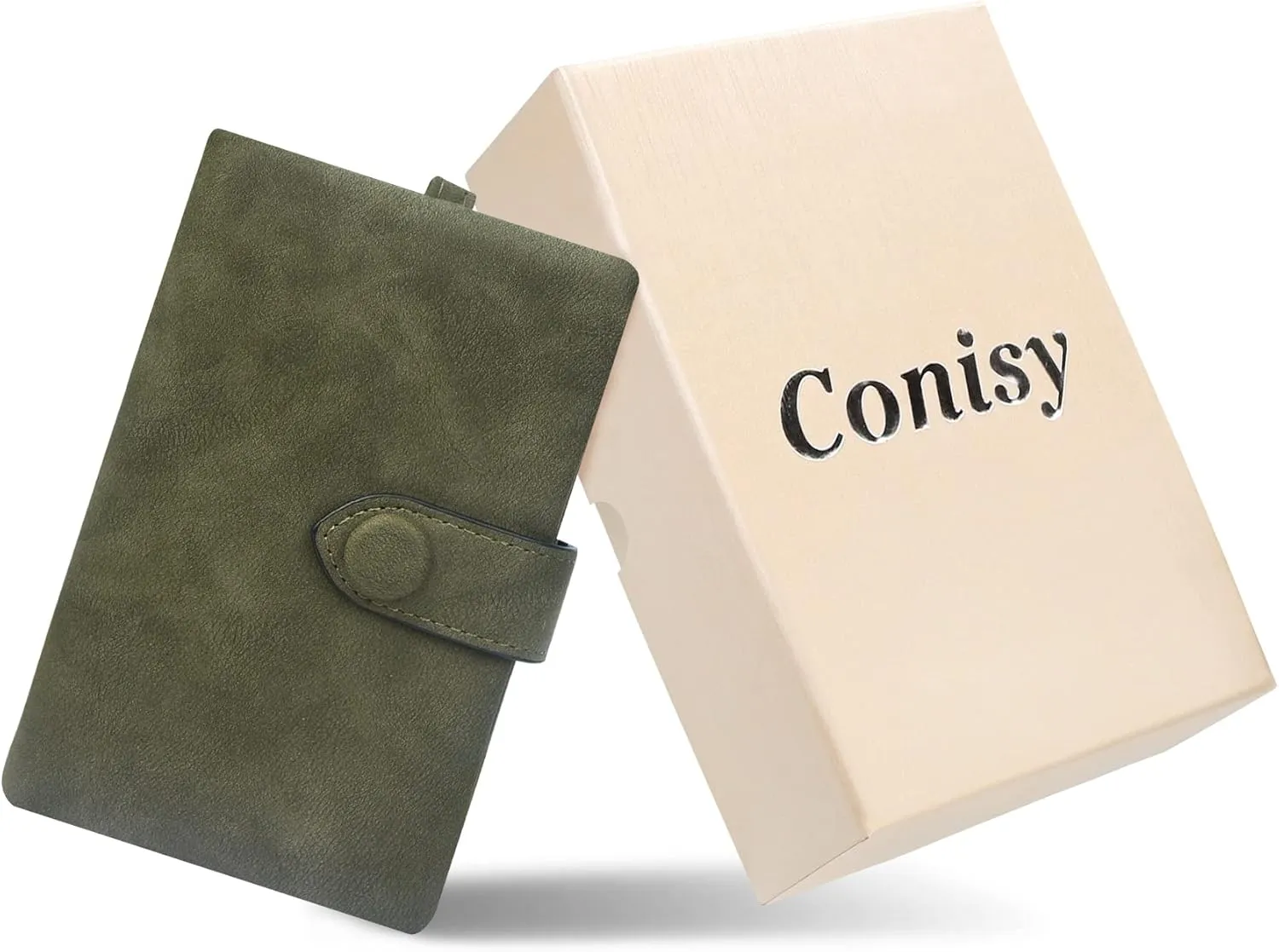 CONISY Small Wristlet Wallets for Women, Leather Bifold RFID Wallet with ID Window Zipper Coin Purse