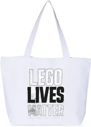 Constructor Print Zippered Tote Bag - Toy Art Shopping Bag - Themed Cloth Bag