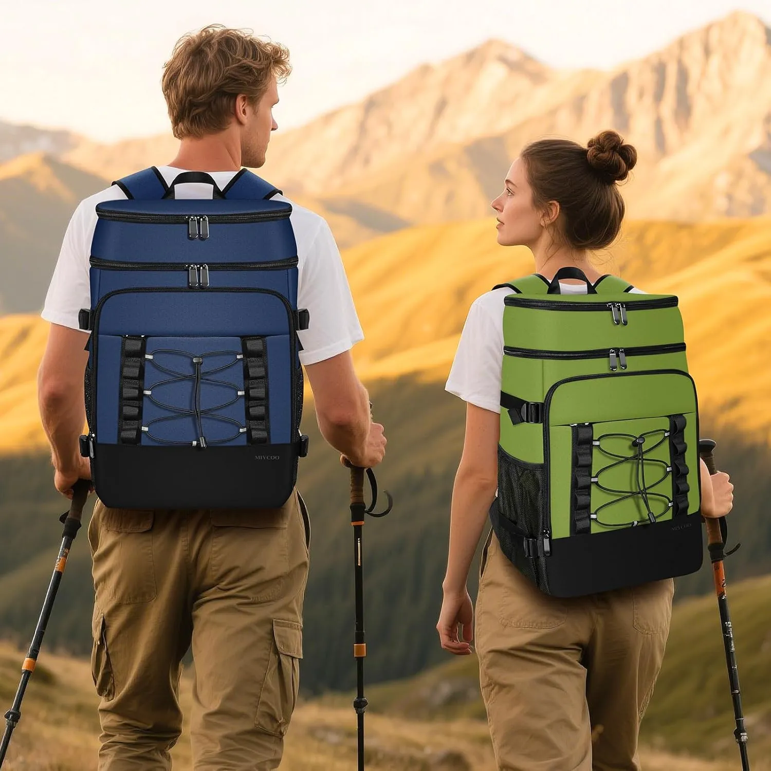 Cooler Backpack - 40 Cans Insulated Backpack Cooler for Men & Women, Portable 2 Leak Proof Compartments Coolers Bag for Picnic, Lunch, Hiking, BBQ Camping and Beach - MIYCOO