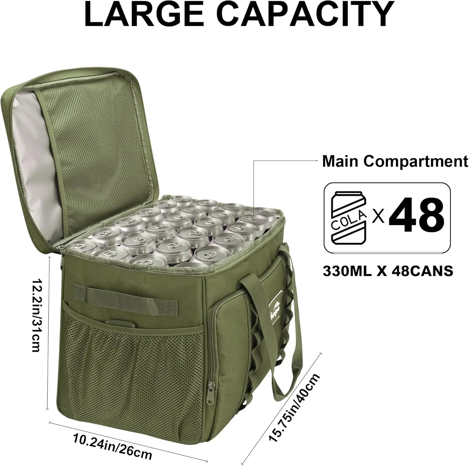 Cooler Bag 48-Can Insulated Leakproof Soft Cooler Large Collapsible Portable Travel Cooler Bags 32L for Picnic, Waterproof Soft Ice Chest for Camping, Beach, Fishing, Outdoor - 32 Quart