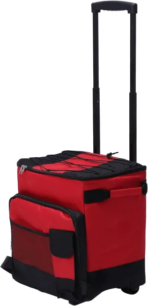 Cooler Bag Wheeled, 43L Large Capacity Foldable Insulated Rolling Cooler with Wheels and Handle Collapsible Ice Packs for Picnic Beach Camping Patio Travel Outdoor
