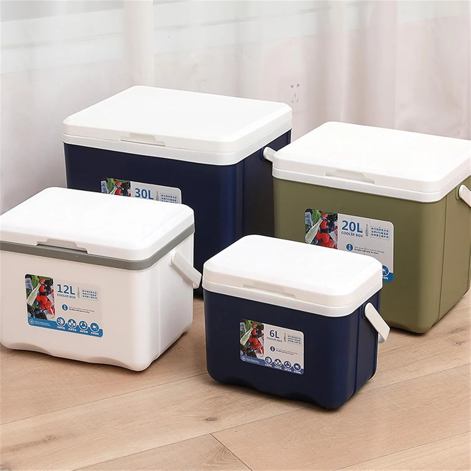 Cooler Box Hot/Cold Insulated Freezer Cool, Ice Chest Cooler Box Camping Picnic Insulated Food Container Ice Box Picnic Camping Portable with Carry Handle Leakproof Travel Cooler