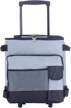 Cooler with Wheels, Rolling Cooler, 43L Cooler with Wheels and Pull Collapsible Rolling Cooler Multi-Pocket Insulated Cooler for Summer Beach Camping, Large Cooler