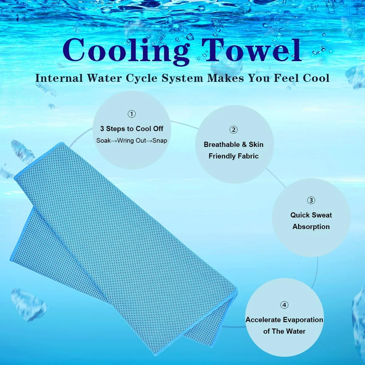 Cooling Towel,Vofler [6 Pack] Cool Towels Microfiber Chilly Ice Cold Head Band Bandana Neck Wrap (40"x 12") for Athlete Men Women Youth Kids Dogs Yoga Outdoor Golf Running Hiking Sports Camping Travel
