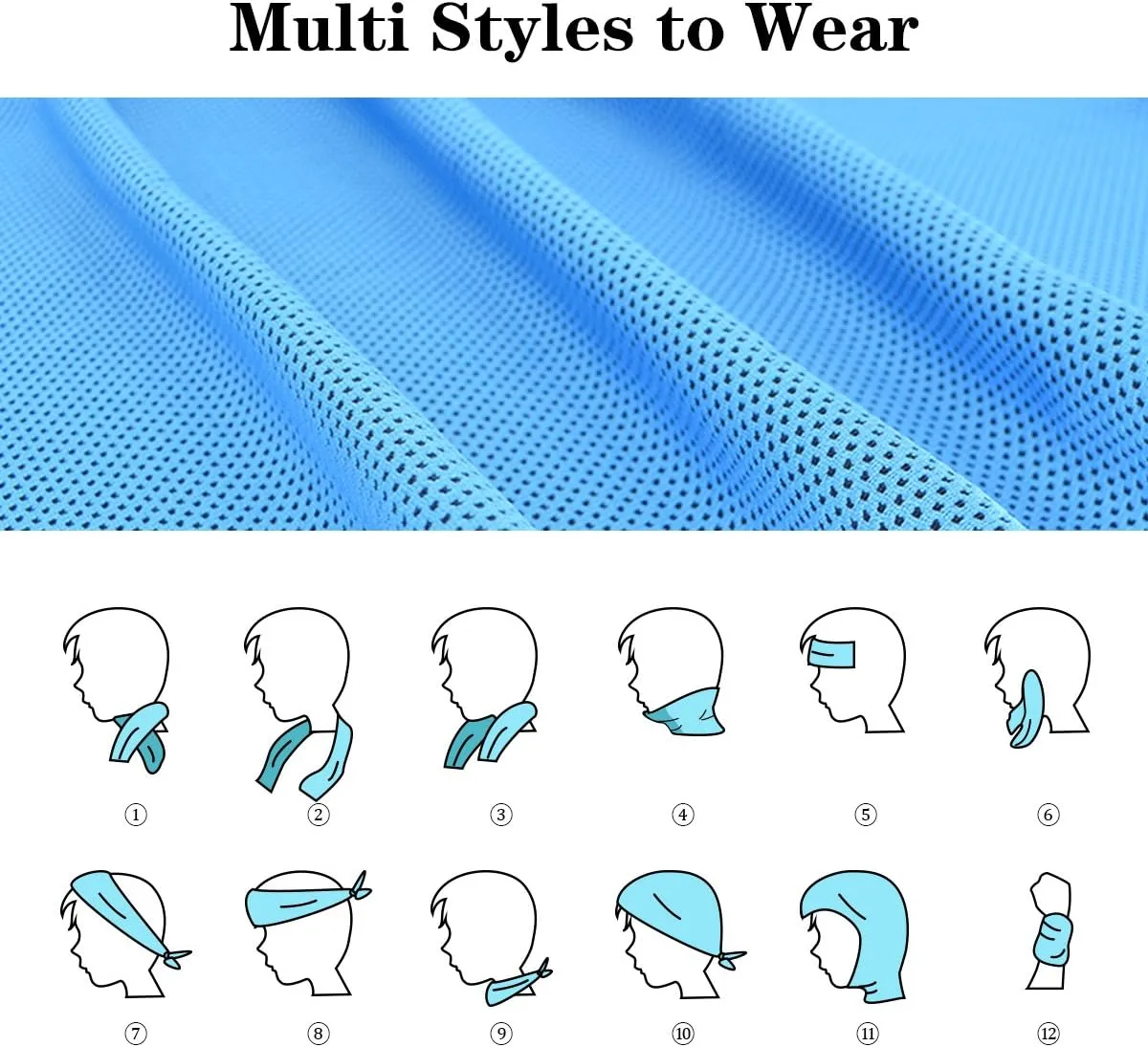 Cooling Towel,Vofler [6 Pack] Cool Towels Microfiber Chilly Ice Cold Head Band Bandana Neck Wrap (40"x 12") for Athlete Men Women Youth Kids Dogs Yoga Outdoor Golf Running Hiking Sports Camping Travel