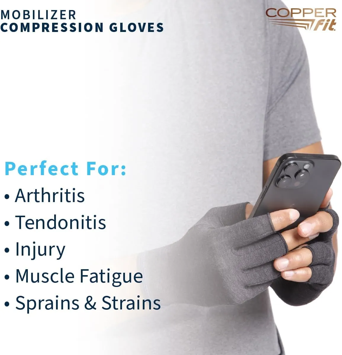Copper Fit Mobilizer Hand Compression Gloves: Arthritis, Joint Swelling, Tendonitis, Sport - For Men and Women