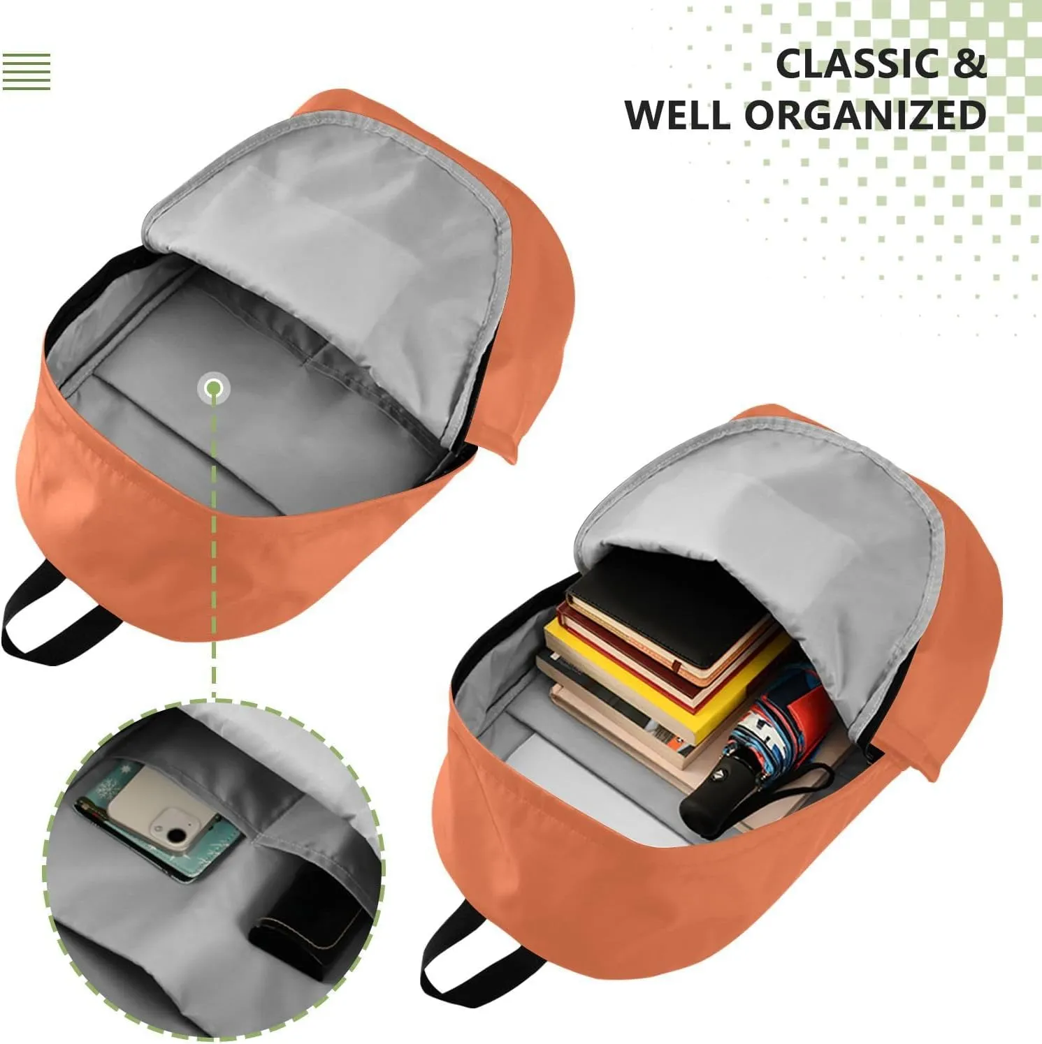 Coral Laptop Backpack for Women Men 25L Casual Hiking Daypack Bag Travel Backpack for 15.6 inch Laptop Coral
