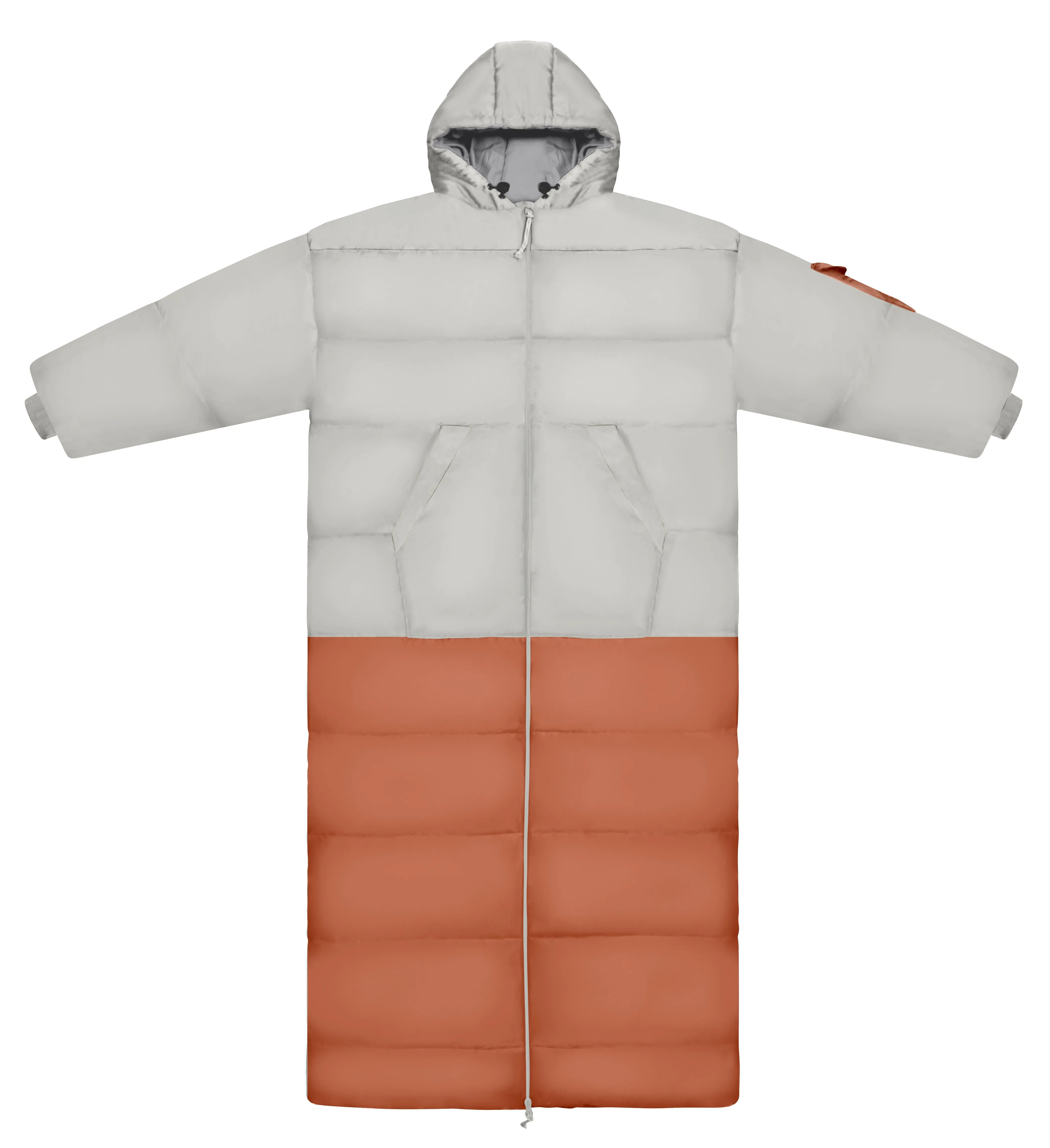 Coral Pink and White Long Sleeve Sleeping Bag Jacket L-XXL