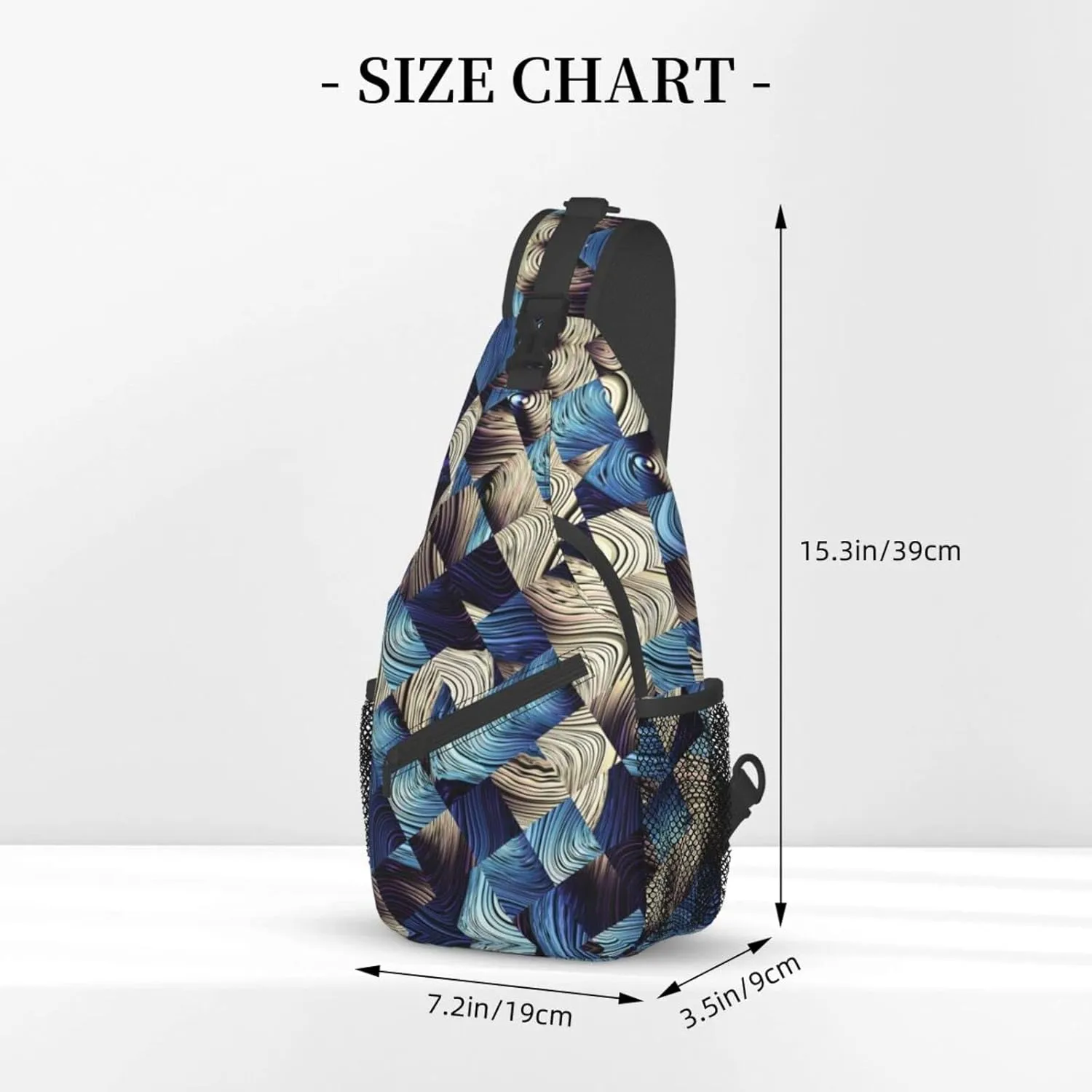 Crossbody Sling Backpack Sling Bag Chest Bag Shoulder Bag Travel Hiking Daypack For Men Women-Abstract Blue Squares