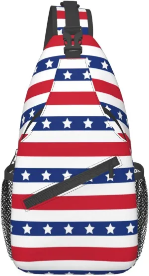 Crossbody Sling Backpack Sling Bag Chest Bag Shoulder Bag Travel Hiking Daypack For Men Women-American Patriotic Stars And Stripes