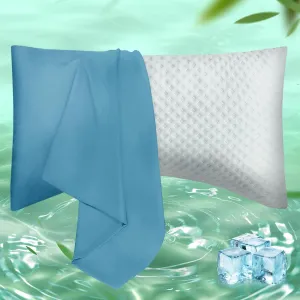 Curved Pillow Case Queen Size, Side Sleeper Pillow Cases Cover Cooling Rayon Derived from Bamboo with Zipper for hot Sleepers Hair and Skin, Breathable Silky Soft Pillowcase 1 Pack 20 * 30 Inches