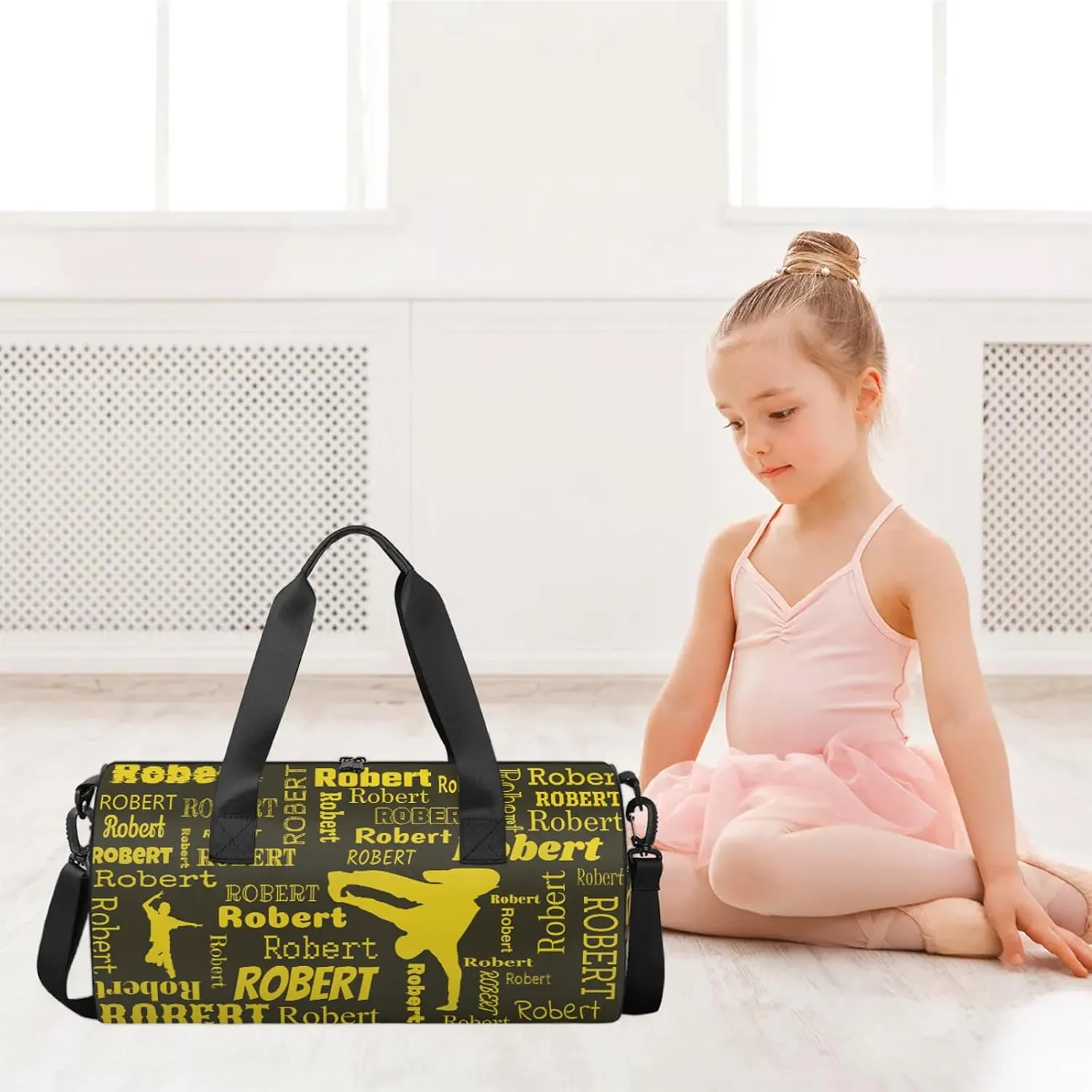Custom Dance Duffel Bag Personalized Sports Bag with Name Overnight Weekender Duffel Bag Customized Hip-Hop Gifts for Women Men, Gold