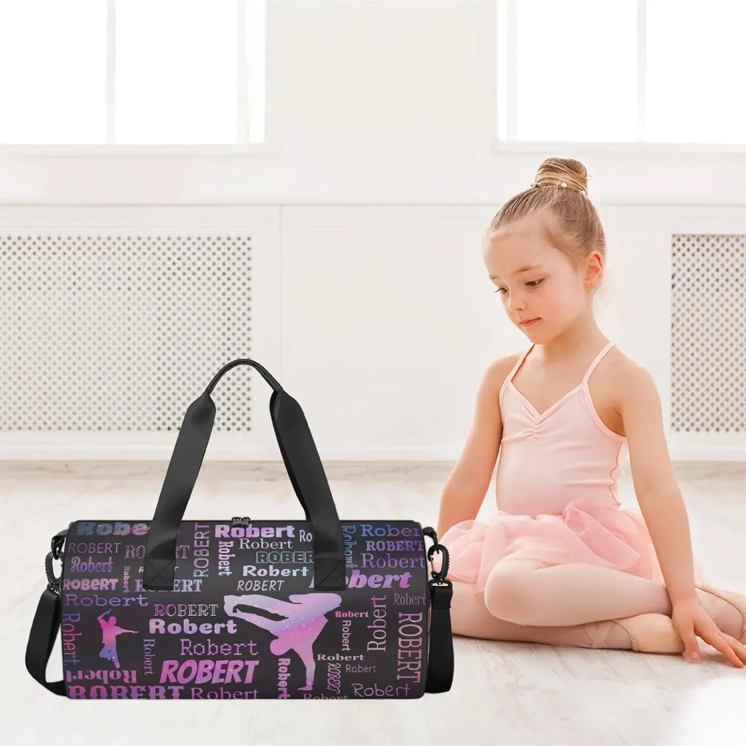 Custom Dance Duffel Bag Personalized Sports Bag with Name Overnight Weekender Duffel Bag Customized Hip-Hop Gifts for Women Men, Sparkly Stars