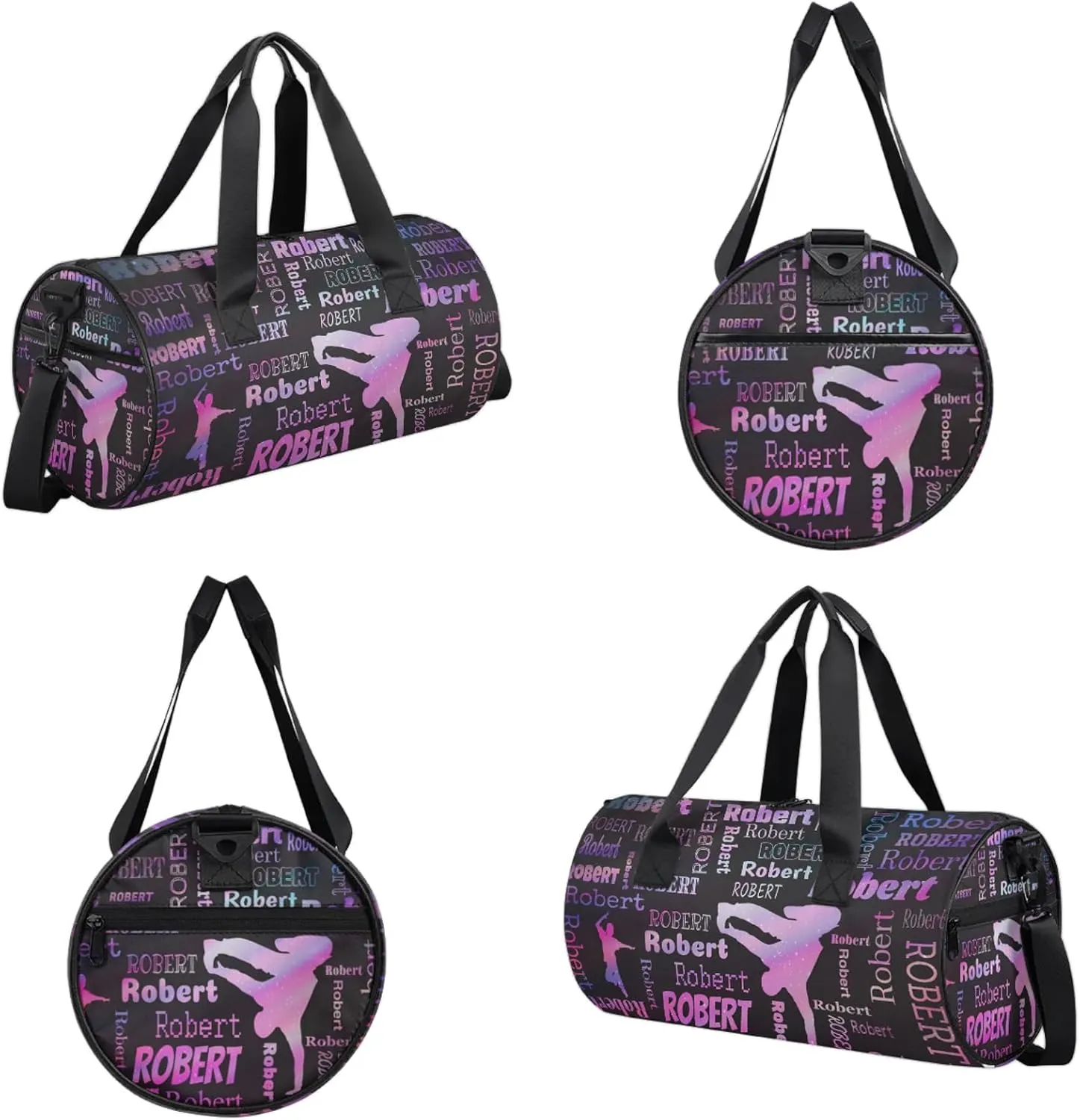 Custom Dance Duffel Bag Personalized Sports Bag with Name Overnight Weekender Duffel Bag Customized Hip-Hop Gifts for Women Men, Sparkly Stars