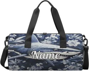 Custom Dance Duffel Bag Sport Backpacks Gyms and Weekend Overnight Travel Duffle Bag Birthday Christmas Halloween Waterproof, Blue Ocean Whale Shark