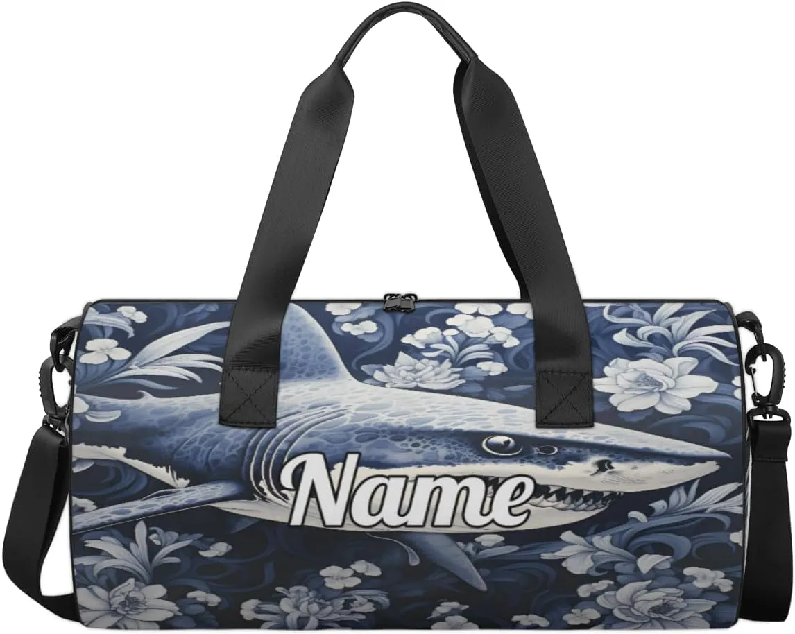 Custom Dance Duffel Bag Sport Backpacks Gyms and Weekend Overnight Travel Duffle Bag Birthday Christmas Halloween Waterproof, Blue Ocean Whale Shark