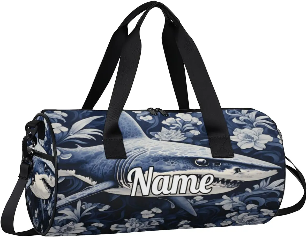 Custom Dance Duffel Bag Sport Backpacks Gyms and Weekend Overnight Travel Duffle Bag Birthday Christmas Halloween Waterproof, Blue Ocean Whale Shark