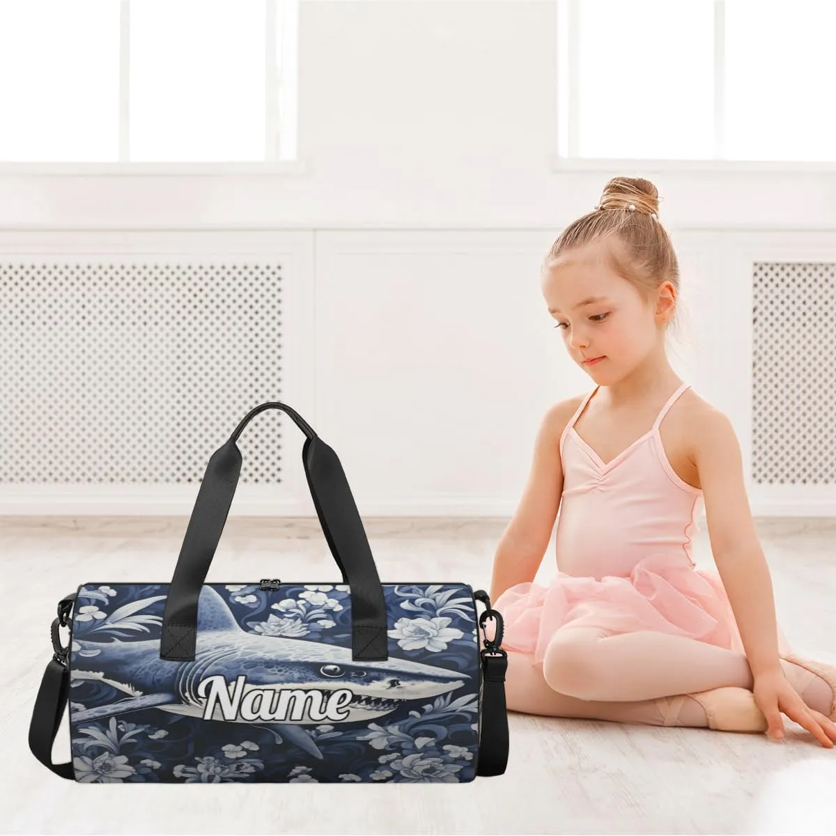 Custom Dance Duffel Bag Sport Backpacks Gyms and Weekend Overnight Travel Duffle Bag Birthday Christmas Halloween Waterproof, Blue Ocean Whale Shark