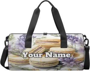 Custom Gym Bag for Women Men with Name, Personalized Macaroon Duffel Bag for Sports, Waterproof Dance Bag, Lightweight Carryon Gym Bag, Lavenders
