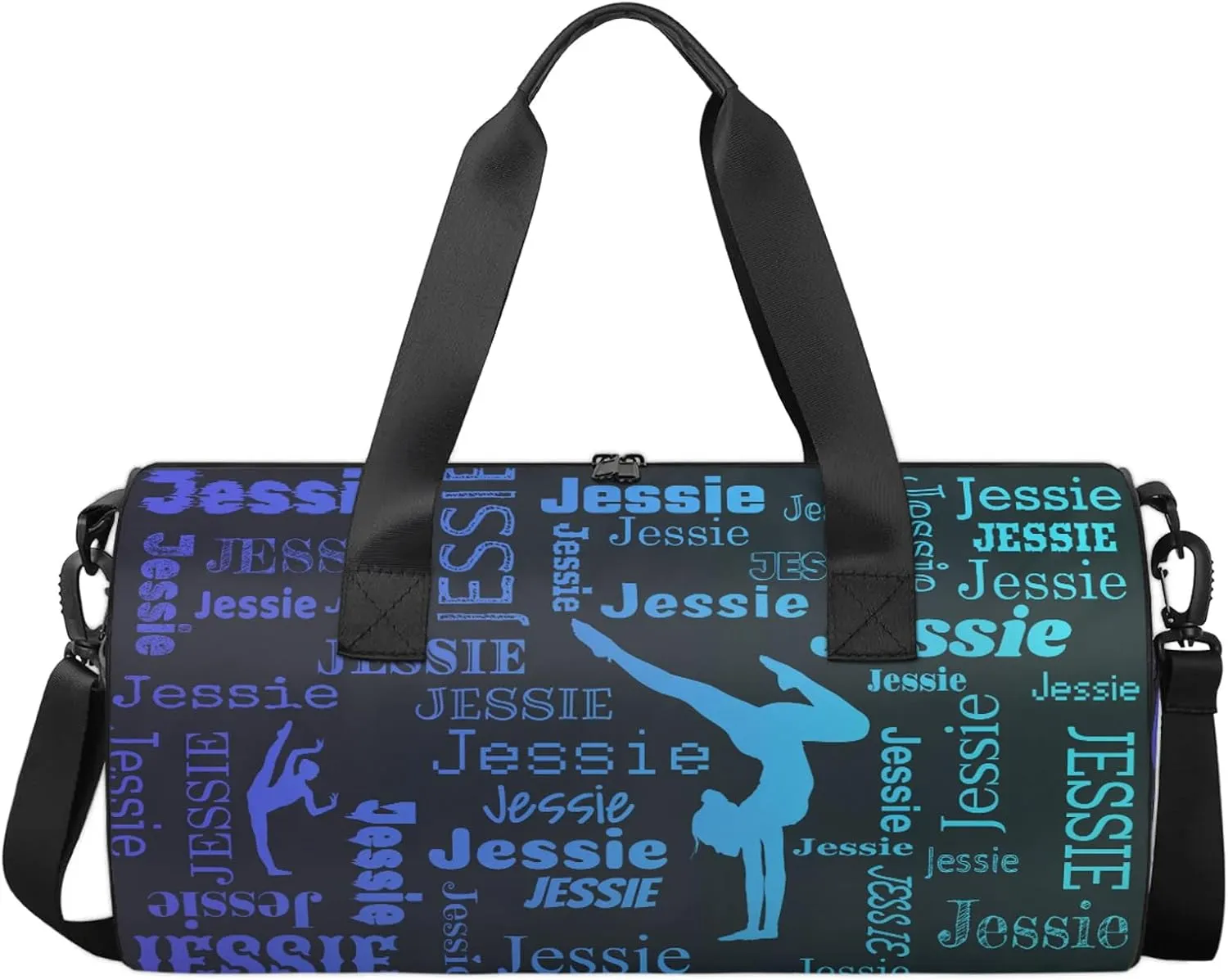 Custom Gymnastics Duffel Bag Personalized Sports Bag with Name Overnight Weekender Duffel Bag Customized Gym Sport Gifts for Women Men, Multi Blue