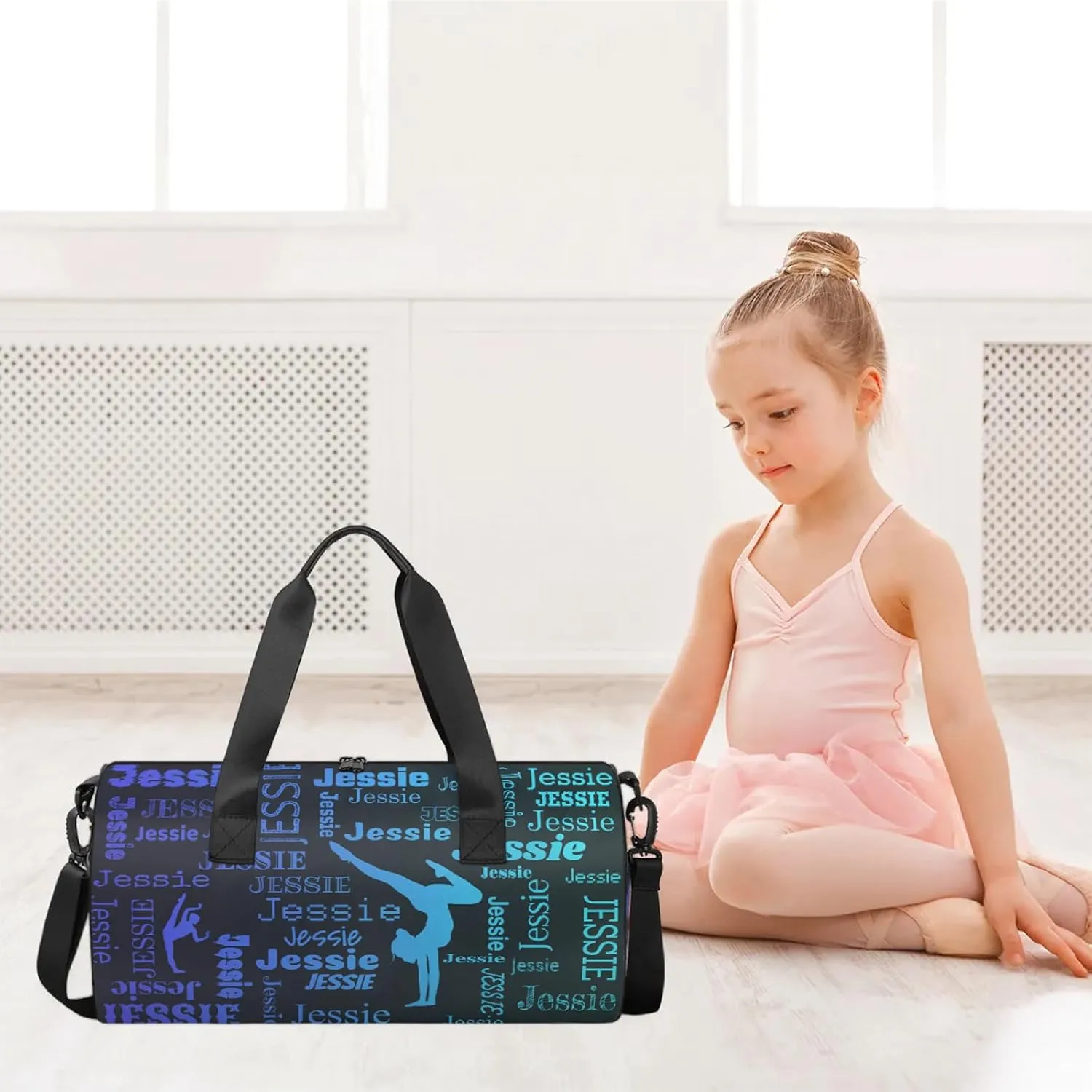 Custom Gymnastics Duffel Bag Personalized Sports Bag with Name Overnight Weekender Duffel Bag Customized Gym Sport Gifts for Women Men, Multi Blue